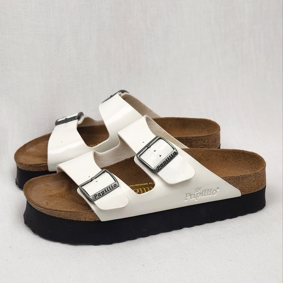 Papillio By Birkenstock White Platform Slip-on Sandals. - Picture 2 of 12